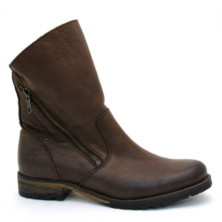 Ботинки женские 60-1921B-dk brown-4 кожа-байка коричневые